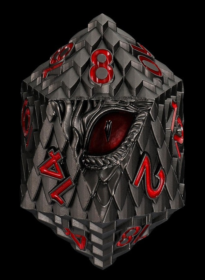 CSITORWWE Dragon Eye Scale Metal Dice,33mm 20 Sided Giant D20, Large Polyhedral Dice, Metal Dice Set for TTRPG Tabletop Gaming,Dungeon Masters,RPG Adventures(Gray with Red Eye) - Image 1