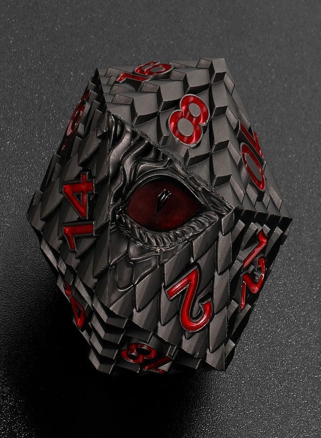 CSITORWWE Dragon Eye Scale Metal Dice,33mm 20 Sided Giant D20, Large Polyhedral Dice, Metal Dice Set for TTRPG Tabletop Gaming,Dungeon Masters,RPG Adventures(Gray with Red Eye) - Image 4