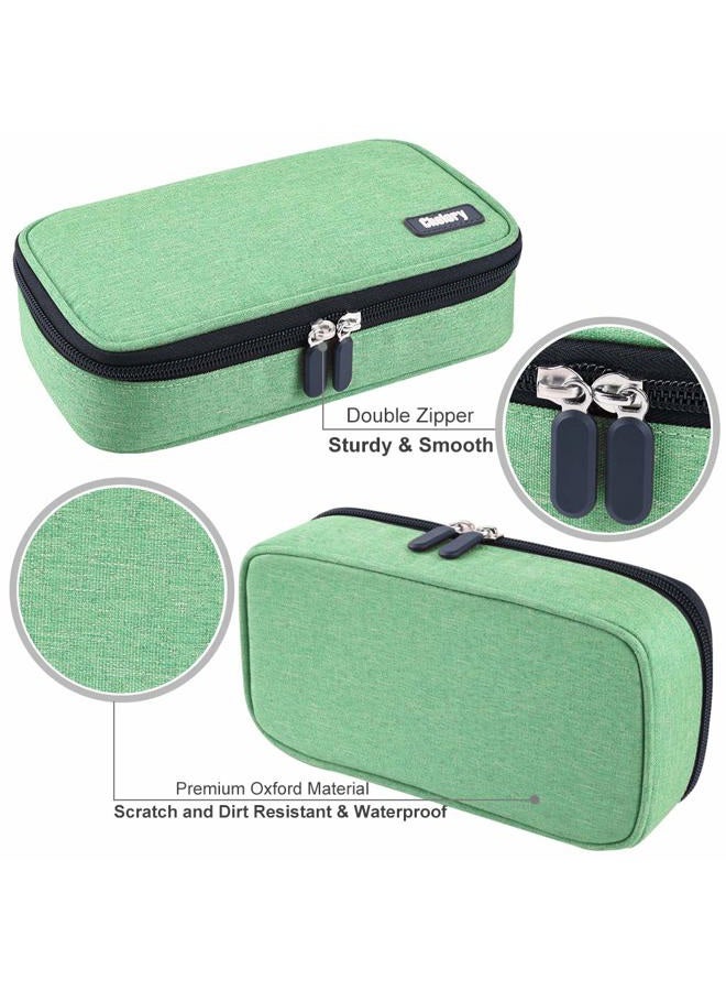 Chelory Big Pencil Case Large Capacity Pencil Bag Pouch Pen Pencil Marker Holder with High Storage for Office Supplier Desk Stationery Organizer Makeup Bag (Green) - Image 4