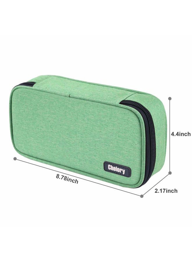 Chelory Big Pencil Case Large Capacity Pencil Bag Pouch Pen Pencil Marker Holder with High Storage for Office Supplier Desk Stationery Organizer Makeup Bag (Green) - Image 5