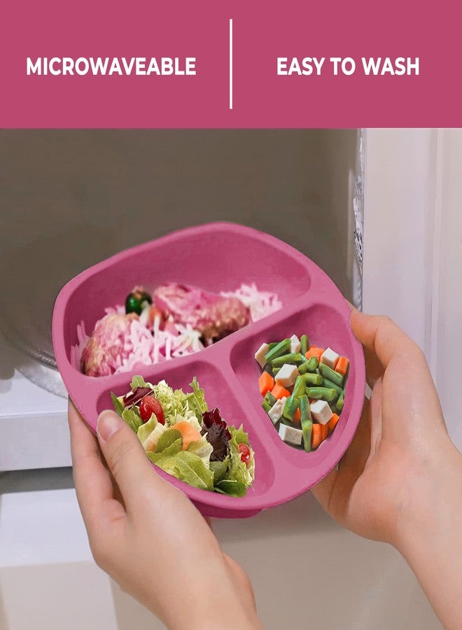 Imasafe Silicone Baby Feeding Set | Baby-Led Weaning Essentials | Includes Suction Plate, Bowl, Cup, Spoon, Fork, and Bib | Safe and Durable Baby Feeding Products - 6 Piece (Violet Red) - Image 4
