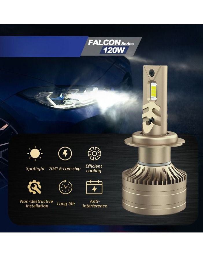 DXB-C Falcon H11/H8/H9 LED Car Headlight Bulbs, 120W 12000LM 300% Extremely Bright Light, 6500K Cool White LED Bulb for Low Beam and High Beam Headlights, Plug and Play, IP68 - Pack of 2 - Image 4