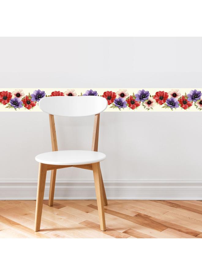 الأزرق جي دبليو Waistline wall decal زهرة مزخرفة بخصر ملصق زجاج مضاد للتصادم ، ملصق جدار منزل متعدد الوظائف مقاوم للماء - Image 5