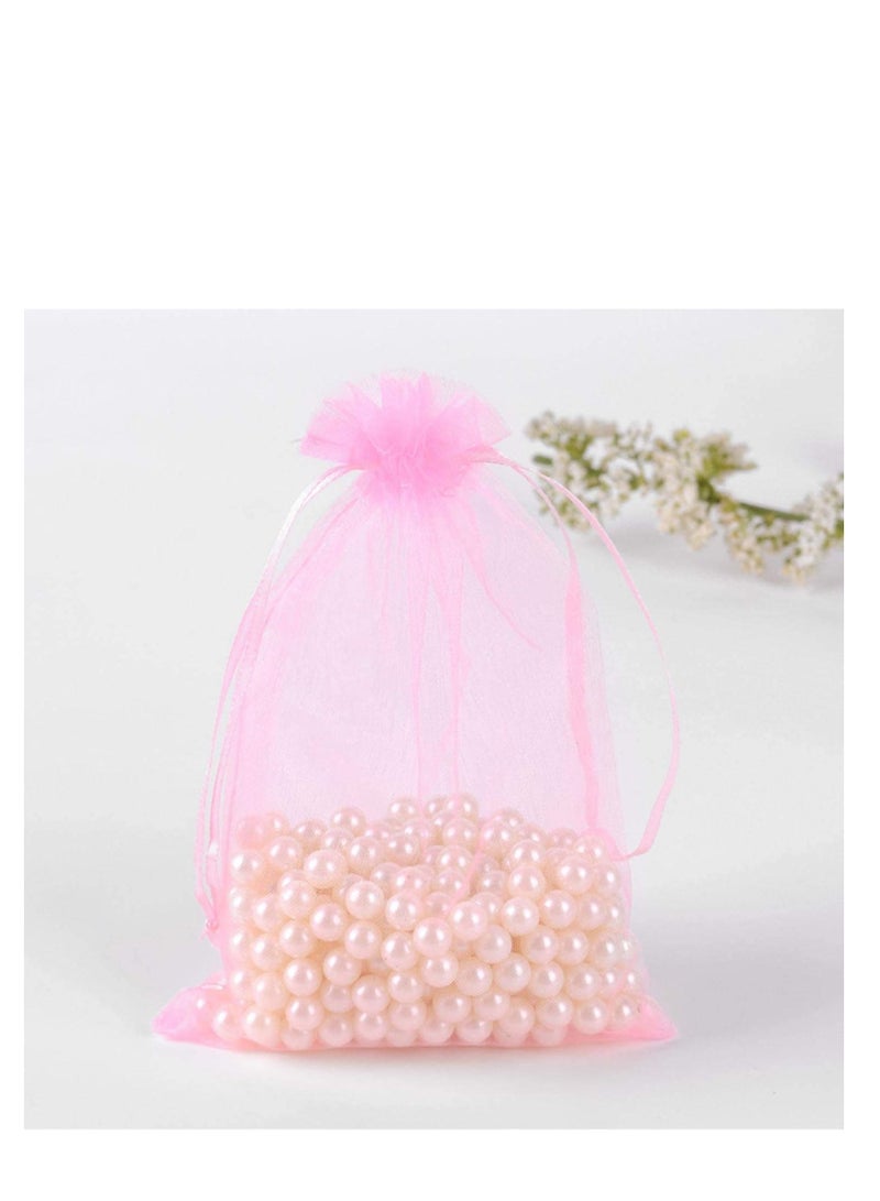 MARKQ 100 Pieces Organza Bags with Drawstrings | 12 X 17 cm Organza Bags for Jewelry Pouches, Candies and Wedding Party | Eid Christmas Bags for Gifts | Organza Gift Bags | Goody Bags (Light Pink)  - Image 5