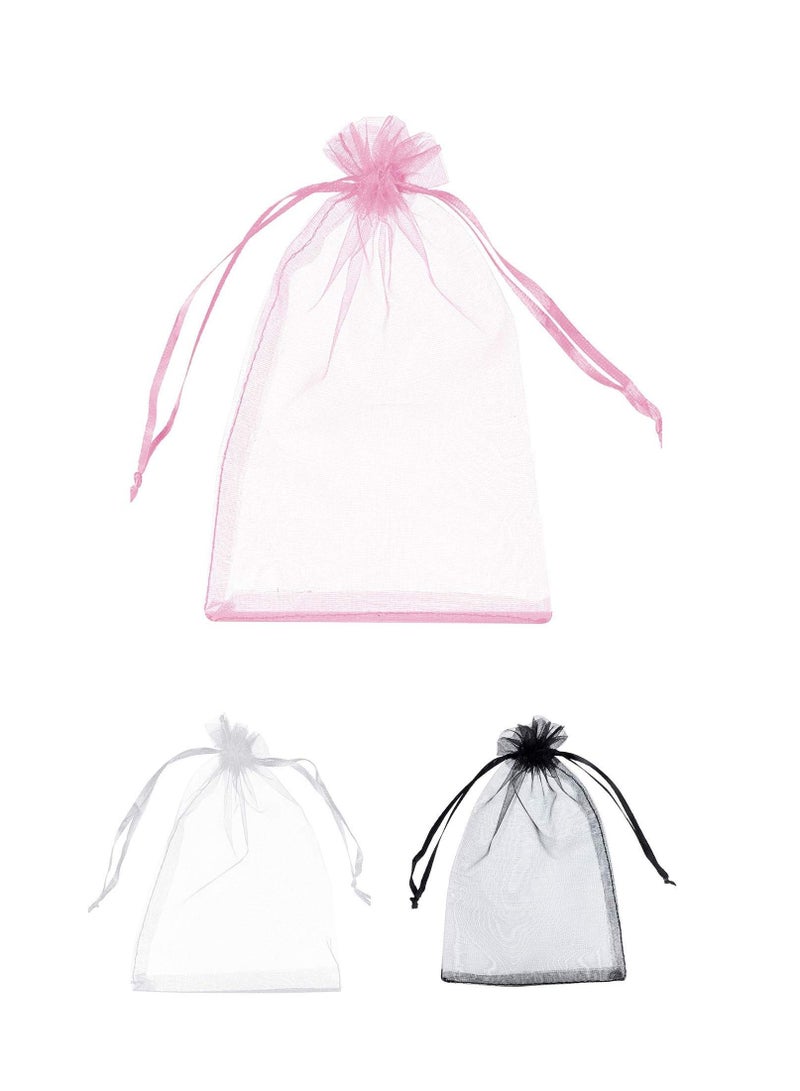 MARKQ 100 Pieces Organza Bags with Drawstrings | 12 X 17 cm Organza Bags for Jewelry Pouches, Candies and Wedding Party | Eid Christmas Bags for Gifts | Organza Gift Bags | Goody Bags (Light Pink)  - Image 1