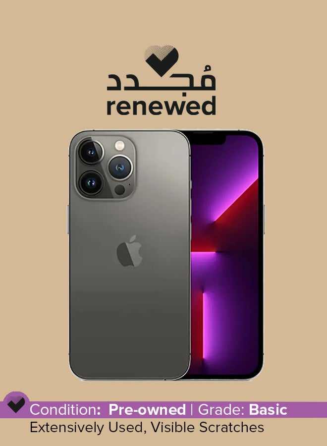 ابل  مُجدد - هاتف آيفون 13 برو ماكس بذاكرة داخلية 256 جيجابايت ويدعم تقنية 5G مع تطبيق فيس تايم بلون رصاصي داكن - النسخة العالمية - Image 1