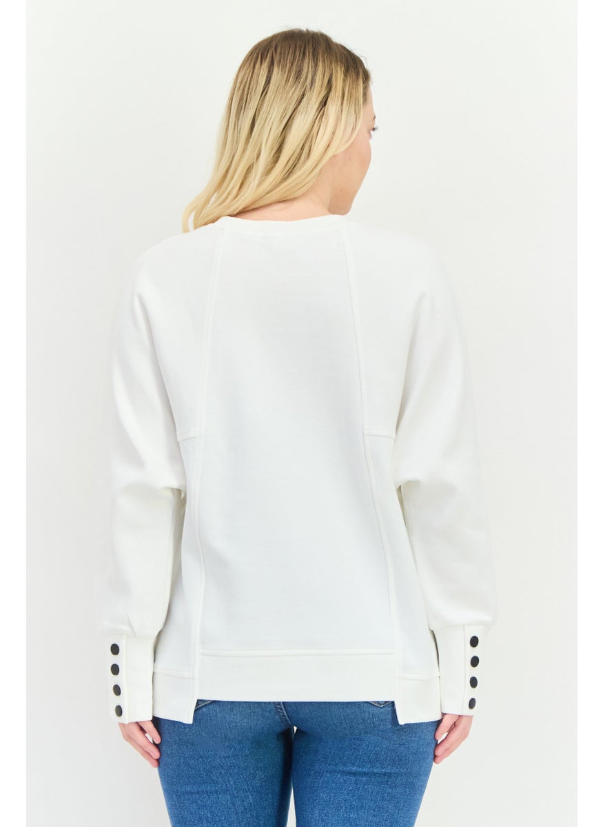 STEVE MADDEN - Women Crew Neck Long Sleeve Graphic Print Sweatshirts, White - Image 1