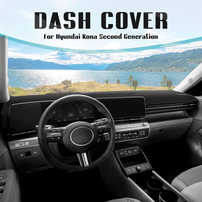 FIILINES Dash Cover Fit for 2024-2025 Hyundai Kona Accessories Sunshade Non-Slip Mesh Dash Cover for Kona Accessories Dashboard Cover Mat UV Protector No Glare - Image 2