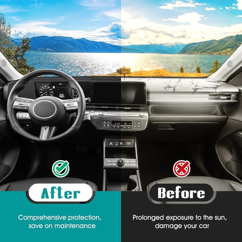 FIILINES Dash Cover Fit for 2024-2025 Hyundai Kona Accessories Sunshade Non-Slip Mesh Dash Cover for Kona Accessories Dashboard Cover Mat UV Protector No Glare - Image 4