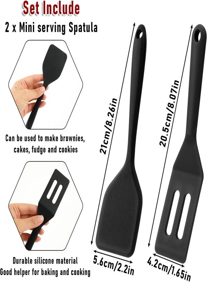 Armrouns Mini Serving Spatula 2pcs set, Silicone Serve Turner Heat-Resistant Cookie Slotted Spatula, For Kitchen Cooking. (Black) - Image 4