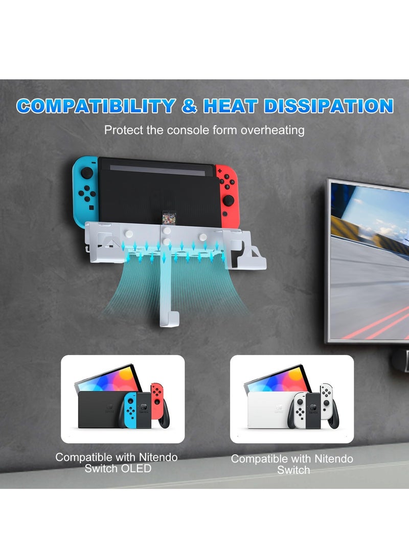 KASTWAVE Wall Mount for Nintendo Switch and Switch OLED, Metal Wall Mount Kit Switch Stand Accessories with Dual Controller Holder Headphone Hanger 2-in-1 Charge Cable 5 Game Card Slots 4 Joy-Con Hooks - Image 4