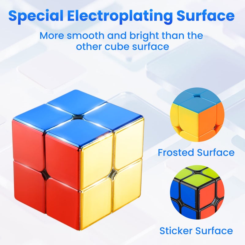 D-FantiX Magnetic Mirror Reflective Stickerless Speed Cube 2x2, Cyclone Boys Original Shiny Cool Magic Cube, Brain Teaser Puzzles Mini Cube, Personalized Birthday Gift for Kids Teens Adults - Image 5