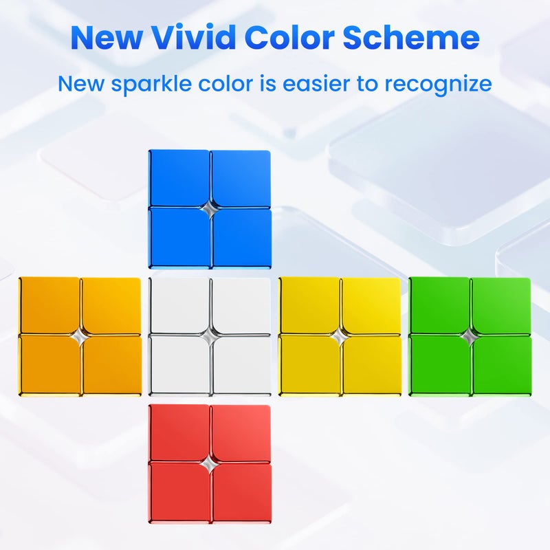 D-FantiX Magnetic Mirror Reflective Stickerless Speed Cube 2x2, Cyclone Boys Original Shiny Cool Magic Cube, Brain Teaser Puzzles Mini Cube, Personalized Birthday Gift for Kids Teens Adults - Image 3