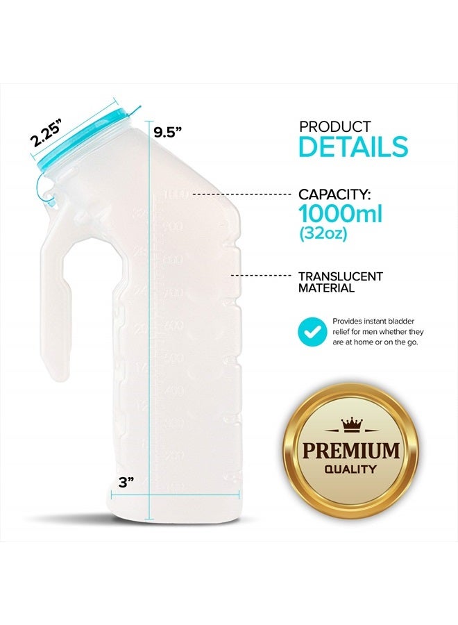 Stock Your Home Male Urinal with Glow in The Dark Lid (1 Bottle) 32 Oz Urine Bottle for Men - Pee Bottle for Hospitals, Emergency and Travel - Image 2