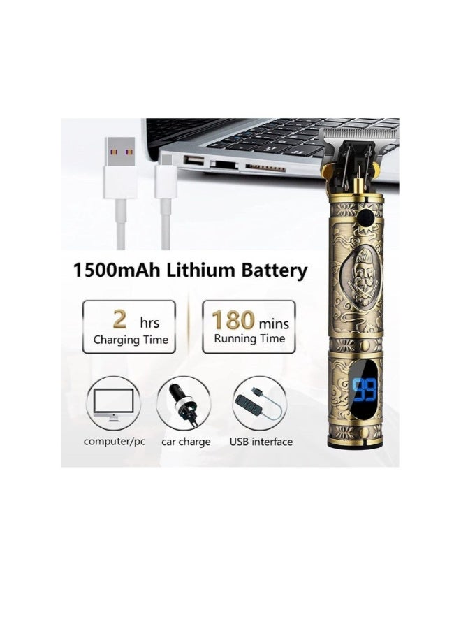 Professional Mens Hair Clippers Zero Gapped Cordless Hair Trimmer Professional Haircut & Grooming Kit for Men Rechargeable LED Display - Image 3