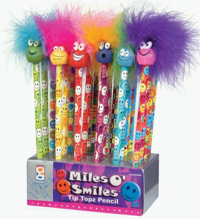 Geddes أقلام GEDDES ريموند مايلز O'Smiles Tip Topz رقم 2 مع رؤوس ملونة - عبوة من 24 - Image 3