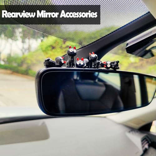 Motaney Cute Cats Car Dashboard Decorations, Funny Cat Playing Ornaments Rear View Mirror Accessories Center Console Decor, Car Accessories Interior for Women/Men - Image 2
