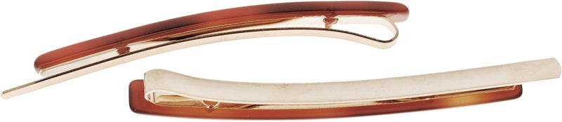 France Luxe Tortoise Bobby Pin Pair on Gold Wire - Handmade Hair Accessories - Image 2