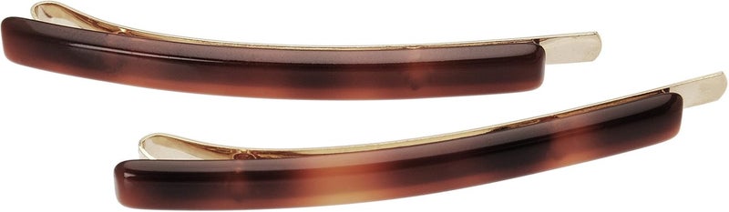 France Luxe Tortoise Bobby Pin Pair on Gold Wire - Handmade Hair Accessories - Image 1