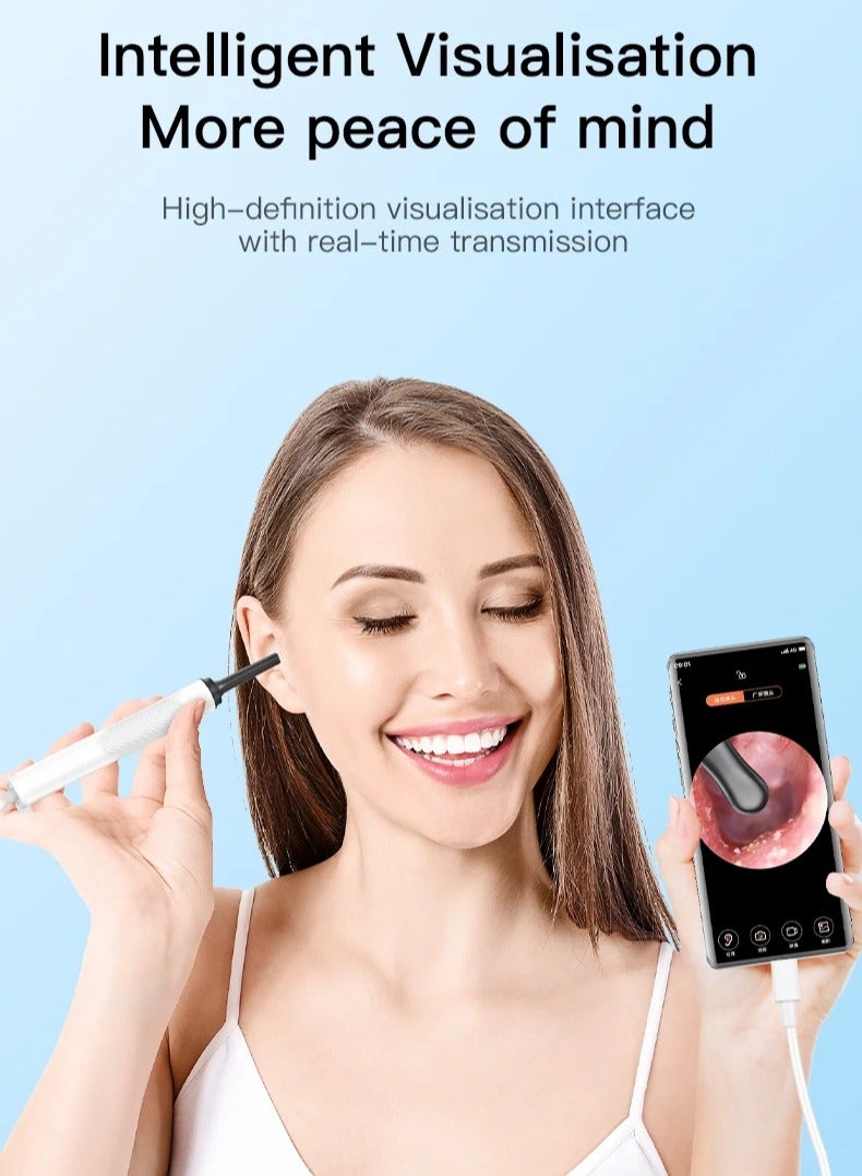 ارواق منظف ​​شمع الأذن مع كاميرا ومنظار الأذن 3.5 مم ومزيل شمع الأذن بقوة 500 واط مع ملعقة أذن ويدعم هواتف أندرويد من النوع C - Image 3