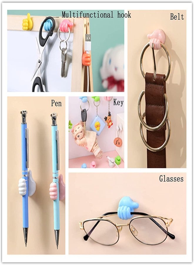 BRIGHTZONE Self-Adhesive Thumb Hooks Holders for Wall Decoration, Hanging, Cable Organizer Clip Key Hook Wall Hangers (6pcs), Silicone, Multicolour - Image 5