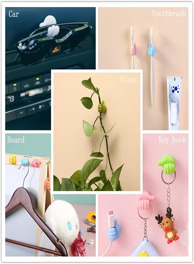BRIGHTZONE Self-Adhesive Thumb Hooks Holders for Wall Decoration, Hanging, Cable Organizer Clip Key Hook Wall Hangers (6pcs), Silicone, Multicolour - Image 4