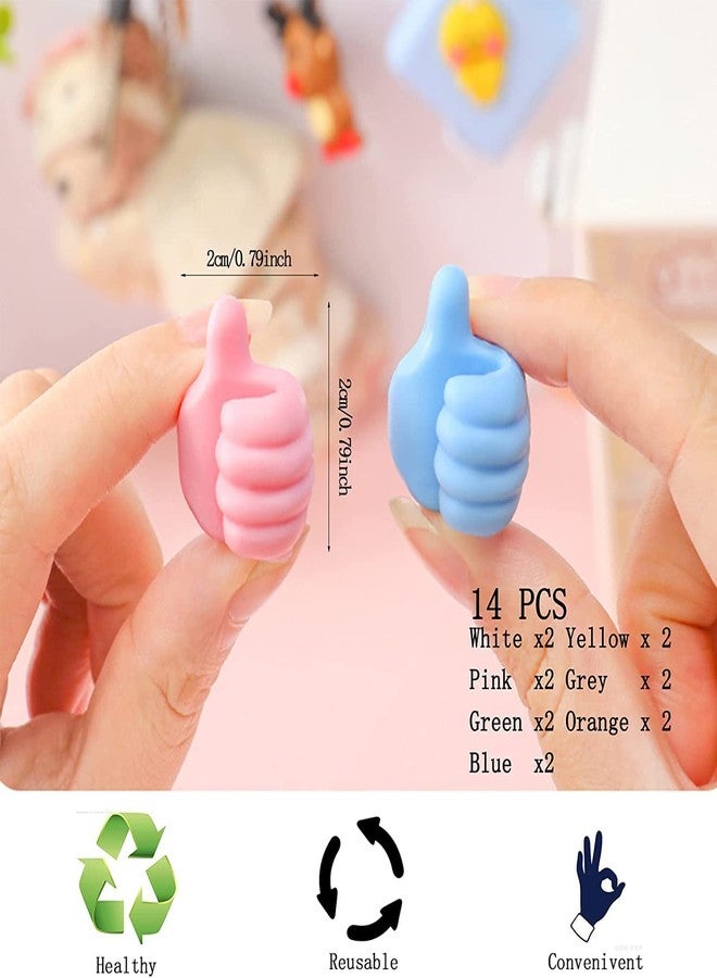 BRIGHTZONE Self-Adhesive Thumb Hooks Holders for Wall Decoration, Hanging, Cable Organizer Clip Key Hook Wall Hangers (6pcs), Silicone, Multicolour - Image 2