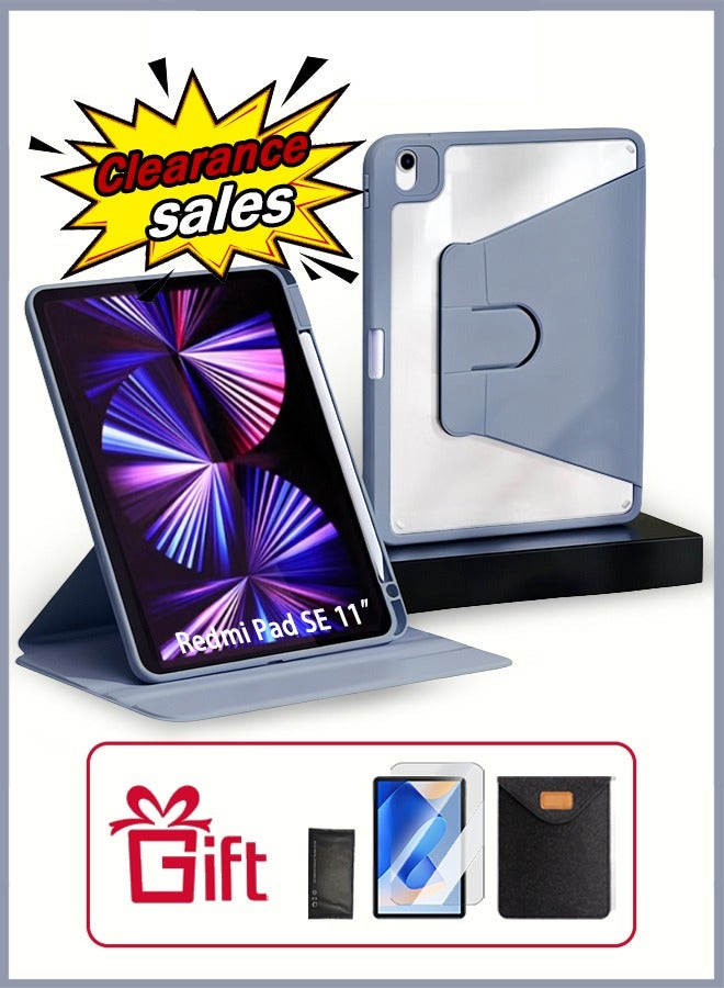 [Clearance Sales] For HONOR Pad 9 12.1-Inch Case With Pen Slot/Tablet 360° Rotating Protective Case/Auto Sleep/Wake Slim Stand/Transparent Tpu Protective Case/Free AED29 Anti-Glare Protective Film/Felt Tablet Pouch- Purple - Image 1