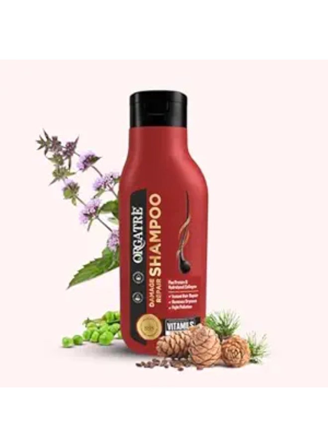 ORGATRE Damage Repair Shampoo - 250ml | For Rough, Dull & Damaged Hair | Protein & Hydrolyzed Collagen | Stronger, Vibrant Hair | For Men & Women - Image 1