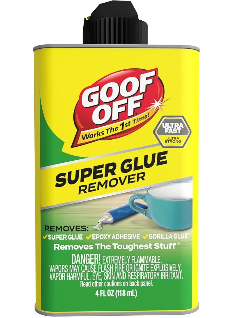 Goof Off FG678 Pro Strength Super Glue Remover 118ml (4oz) – Removes Super Glue, Epoxy & Gorilla Glue - Image 1