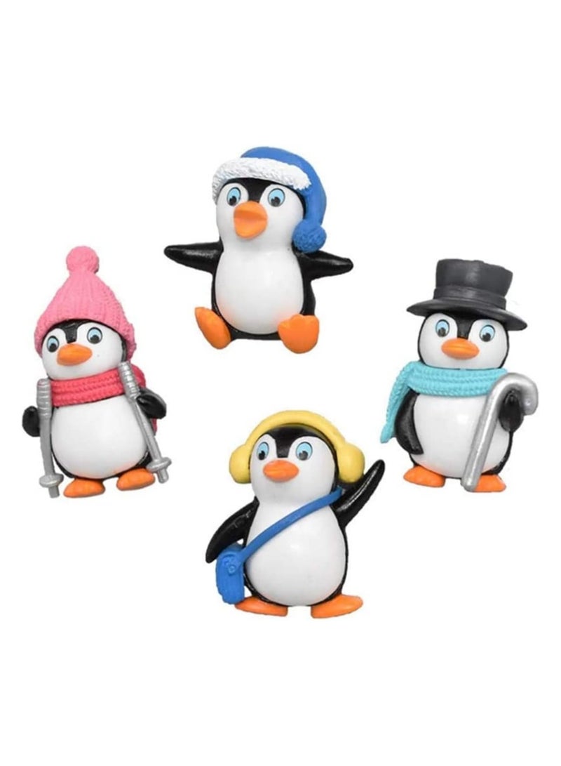 General Penguin Ornaments, Cute Penguin Character Toys Mini Penguin Figures Series Playsets, Penguin Cake Hat, 8 Pieces  - Image 2