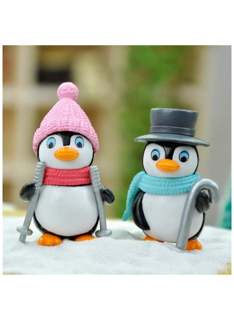 General Penguin Ornaments, Cute Penguin Character Toys Mini Penguin Figures Series Playsets, Penguin Cake Hat, 8 Pieces  - Image 3