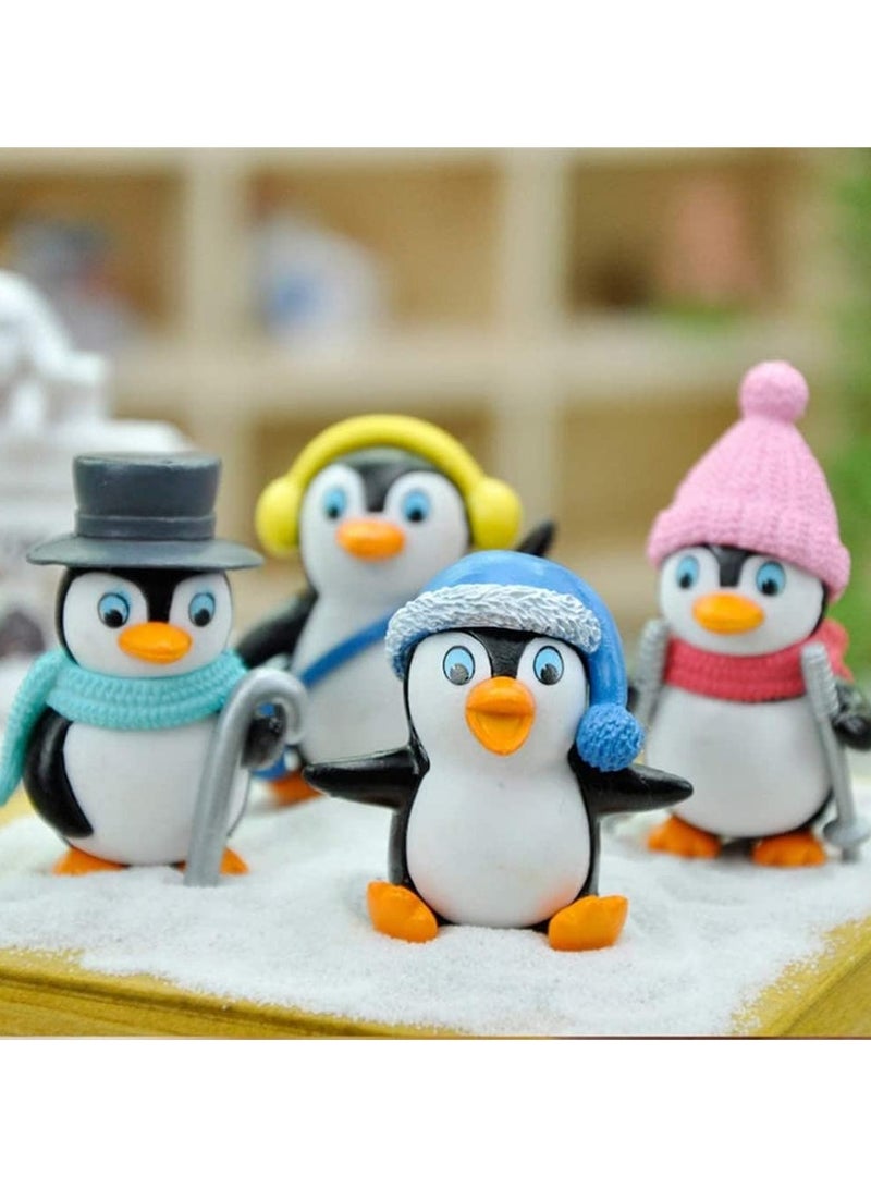 General Penguin Ornaments, Cute Penguin Character Toys Mini Penguin Figures Series Playsets, Penguin Cake Hat, 8 Pieces  - Image 4