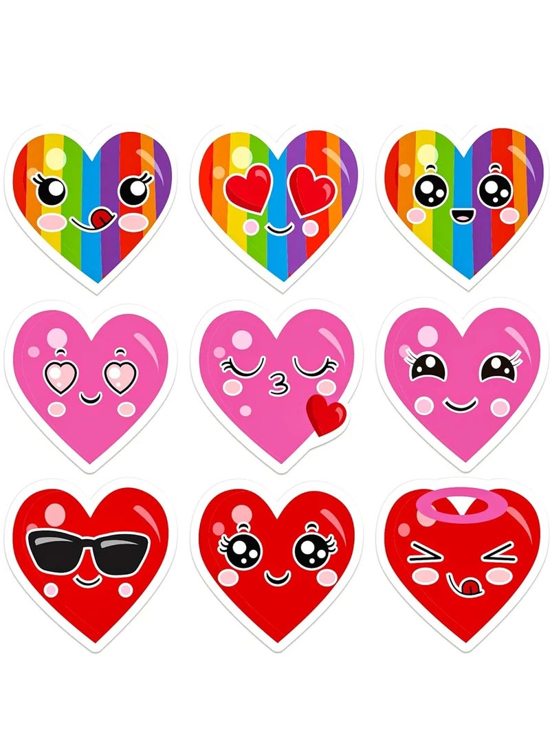 50 pieces Valentines Stickers for Kids Love Heart Face Stickers for Kids Valentines Day Party Decorations School Classroom Reward Birthday Party Favor Scrapbooking Supplies - Image 1