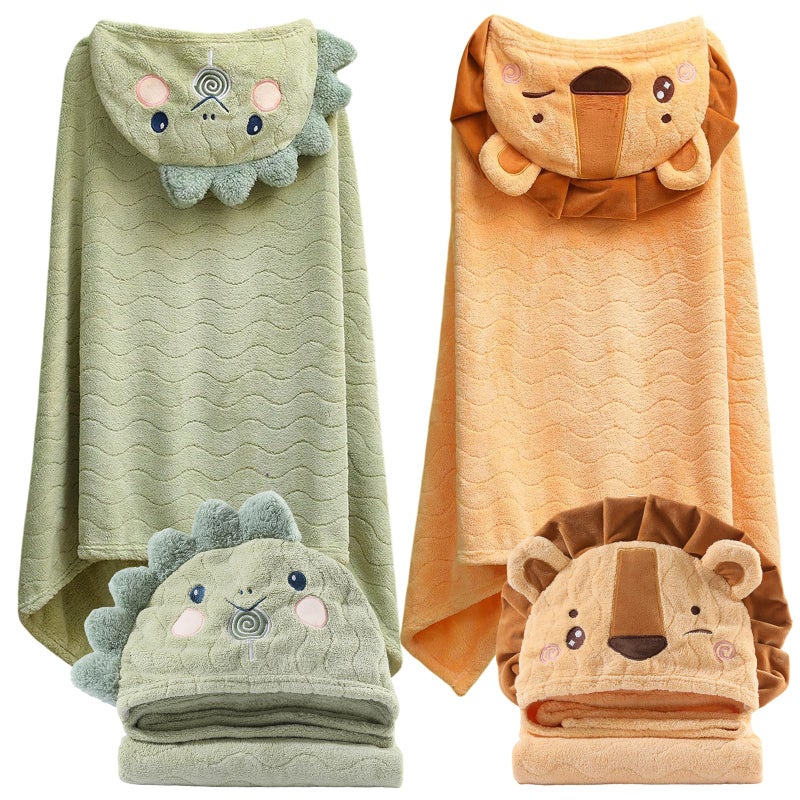 kmilro Toddler Towels with Hood for Boys Girls 0-6 Years 2-Pack Hooded Baby Bath Towels for Kids 27.5"X55" Ultra Absorbent Soft Thick Toddler Bath Towel Baby Beach Towel Bathrobe Toallas para Bebe - Image 1