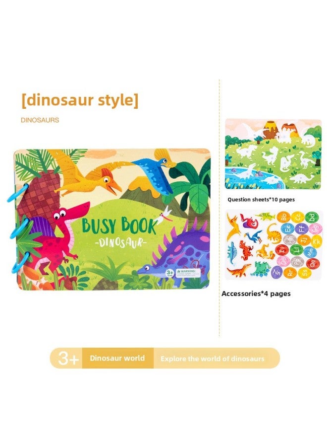 التعليم المبكر للأطفال التنوير الحيوان الهادئ Busybook لصق كتاب ألعاب تعليمية ملصقات متكررة كتاب مشغول اللون: 【صندوق اللون B】 ديناصور - Image 1