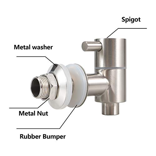 MUGLIO Replacement Spigot Faucet Tap For Beverage Dispenser Stainless Steel Lever Pour Spout For Glass Drink Jar Bucket Ceramic Porcelain Crock Water Dispenser Gravity Filter systems（16MM） - Image 4