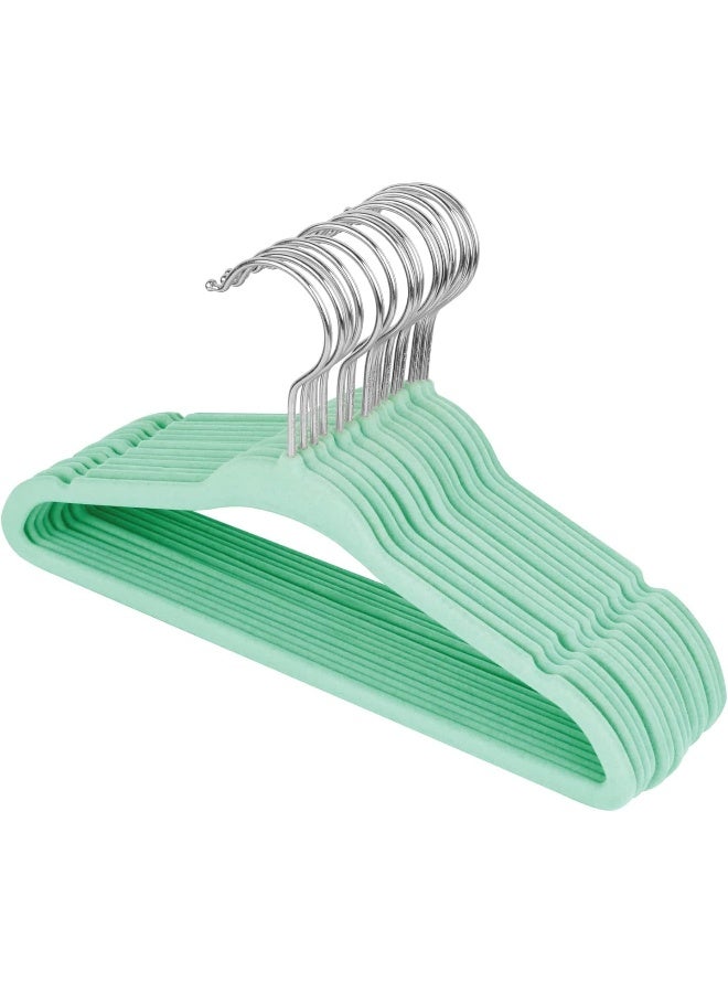 Mangotree Childrens Velvet Clothes Hangers, Baby Kids Hangers for Clothes Space Saving Non Slip 15Pack Teal - Image 1