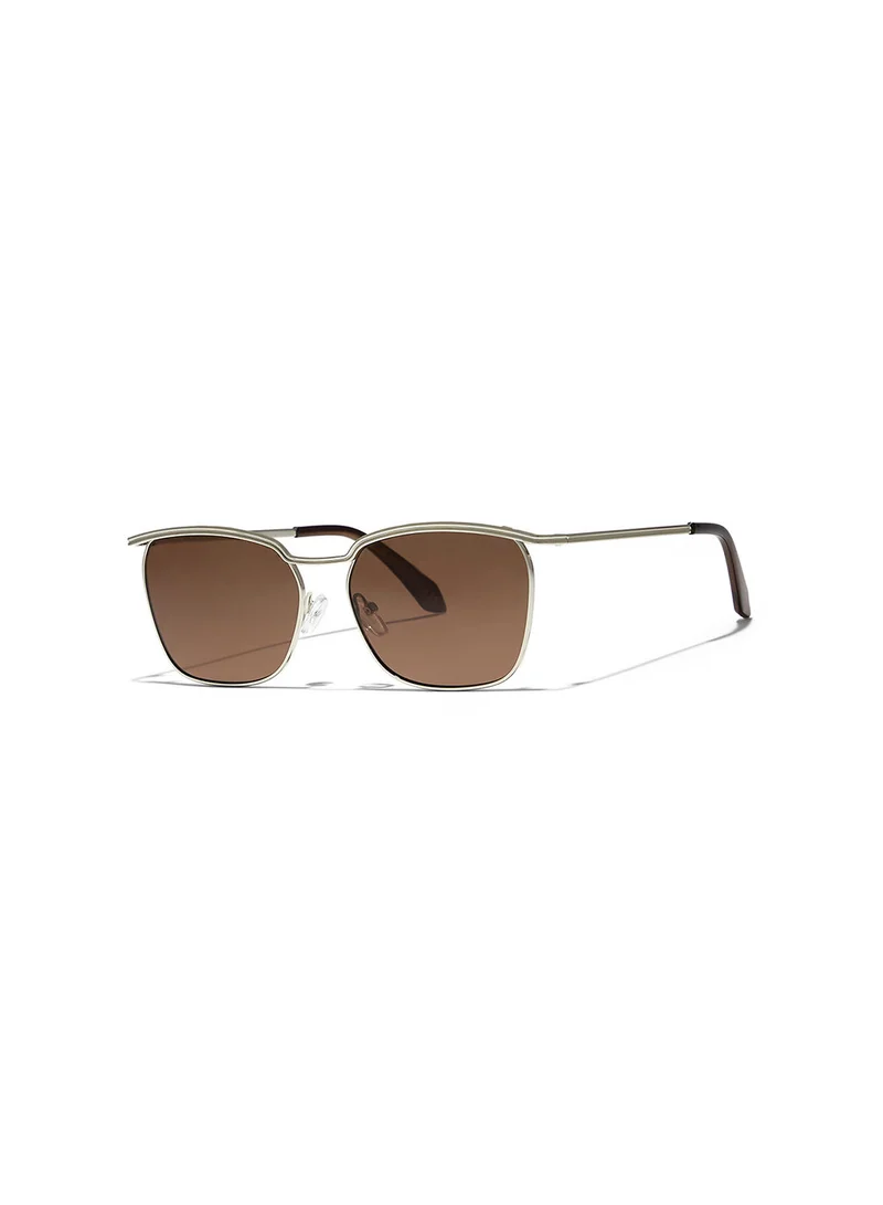 Blackout Sandy,Unisex Sunglasses, Rectangle Sunglasses, UV Protection: UV400 (Silver,Brown)