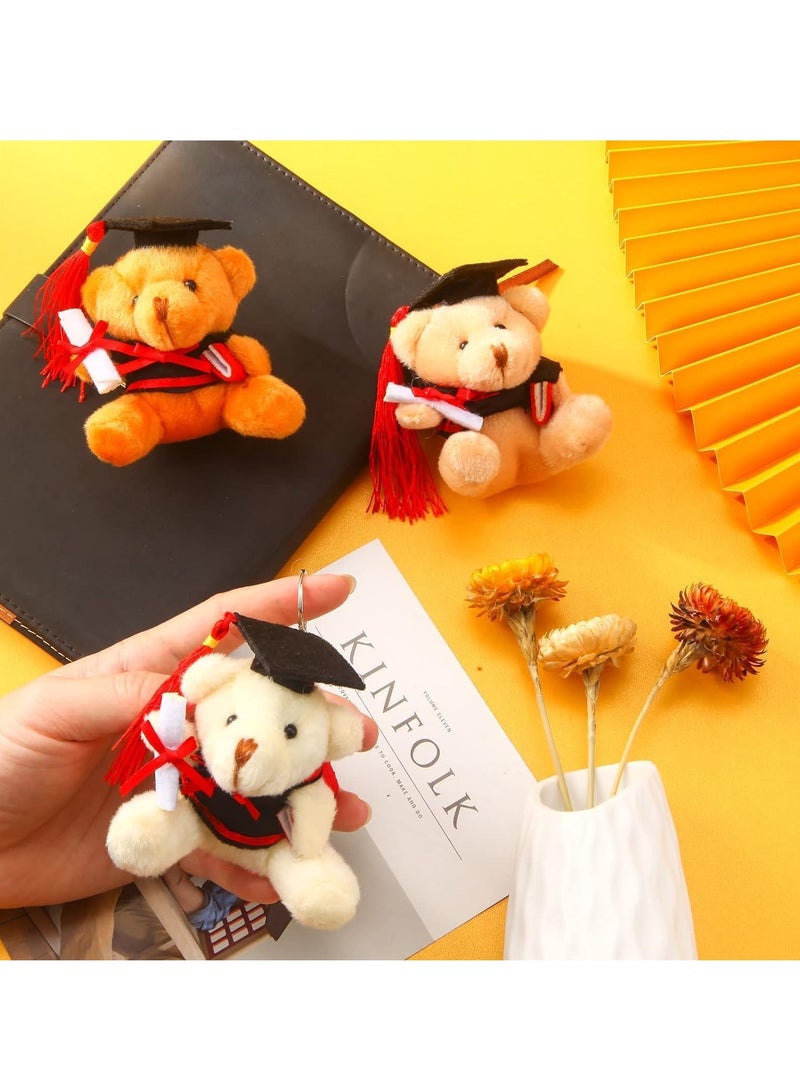 Teddy Bear Pendant, Mini Graduation Plush Bear Gift Stuffed Animal Black Cap Gift for Class Gradution Present, College, High School 9 Pcs