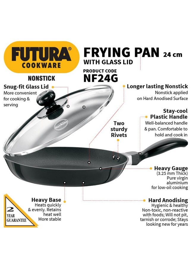 Hawkins Futura 24 cm Frying Pan, Non Stick Fry Pan with Glass Lid, Frypan, Black (NF24G - Image 2
