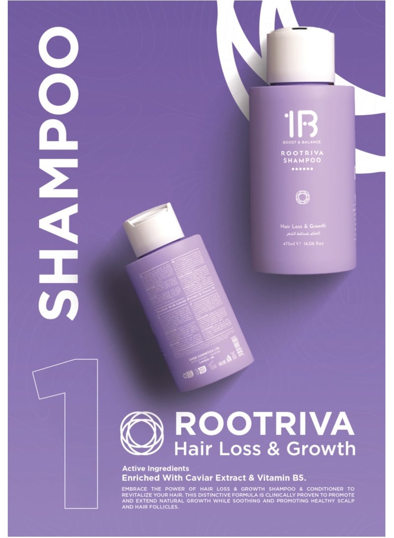 1B Rootriva Hair Loss & Growth Shampoo 475ml – Enriched with Caviar Extract & Vitamin B5 | Supports Hair Regrowth, Scalp Health & Stronger Follicles | Anti-Hair Fall Treatment for Men & Women - Image 4