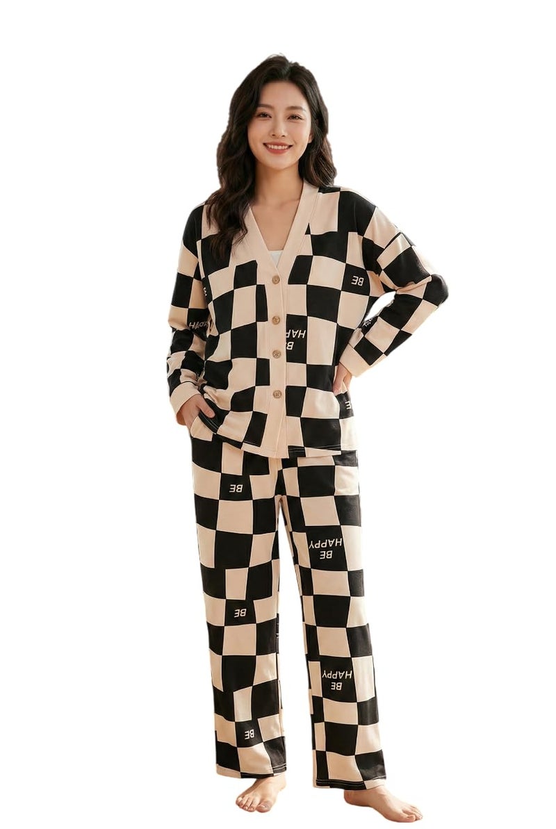Celary Korean Style Women’s Night Suit|| Cute Printed Pajama Set with Long Sleeve Top & Pants|| Cotton Loungewear||Winter Night Dress|| Full Sleeves with Front Buttons - Image 1