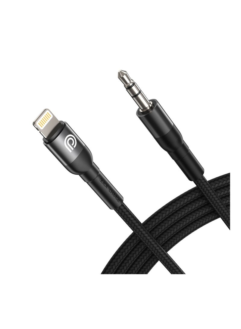 Phone Planet Lightning To 120 mm jack AUX Audio Cable For iphone Black  - Image 1