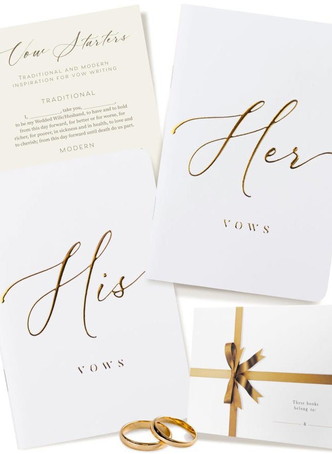 ARTESORI Wedding Vow Book for Her & Him, Soft Touch, Gold Foil Engraving, 28 Lined Pages, Wedding Vow Books His and Hers, Wedding Essentials, Wedding Registry Ideas, His and Hers Gifts [White & White] - Image 1