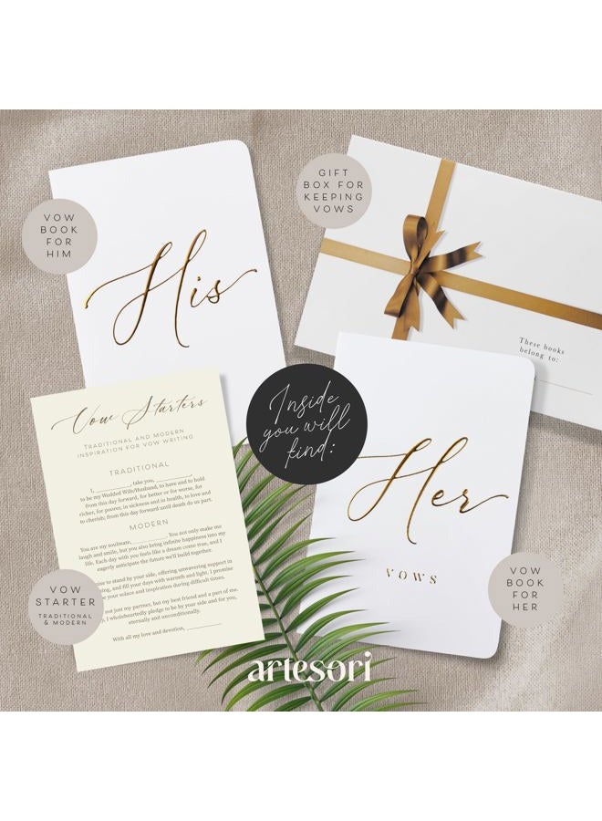 ARTESORI Wedding Vow Book for Her & Him, Soft Touch, Gold Foil Engraving, 28 Lined Pages, Wedding Vow Books His and Hers, Wedding Essentials, Wedding Registry Ideas, His and Hers Gifts [White & White] - Image 2
