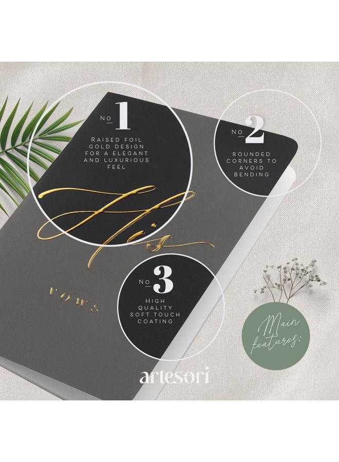 ARTESORI Wedding Vow Book for Her & Him, Soft Touch, Gold Foil Engraving, 28 Lined Pages, Wedding Vow Books His and Hers, Wedding Essentials, Wedding Registry Ideas, His and Hers Gifts [White & White] - Image 4