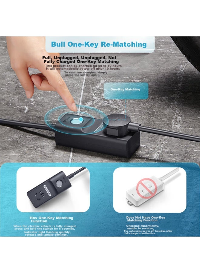 Bull Electric Vehicle Charging Protector, Automatic Power-off When Fully Charged, Overcharge Protection, Socket/power Strip/extension Cord, 1 Outlet, Gn-d1010, 3 Meters - Image 2