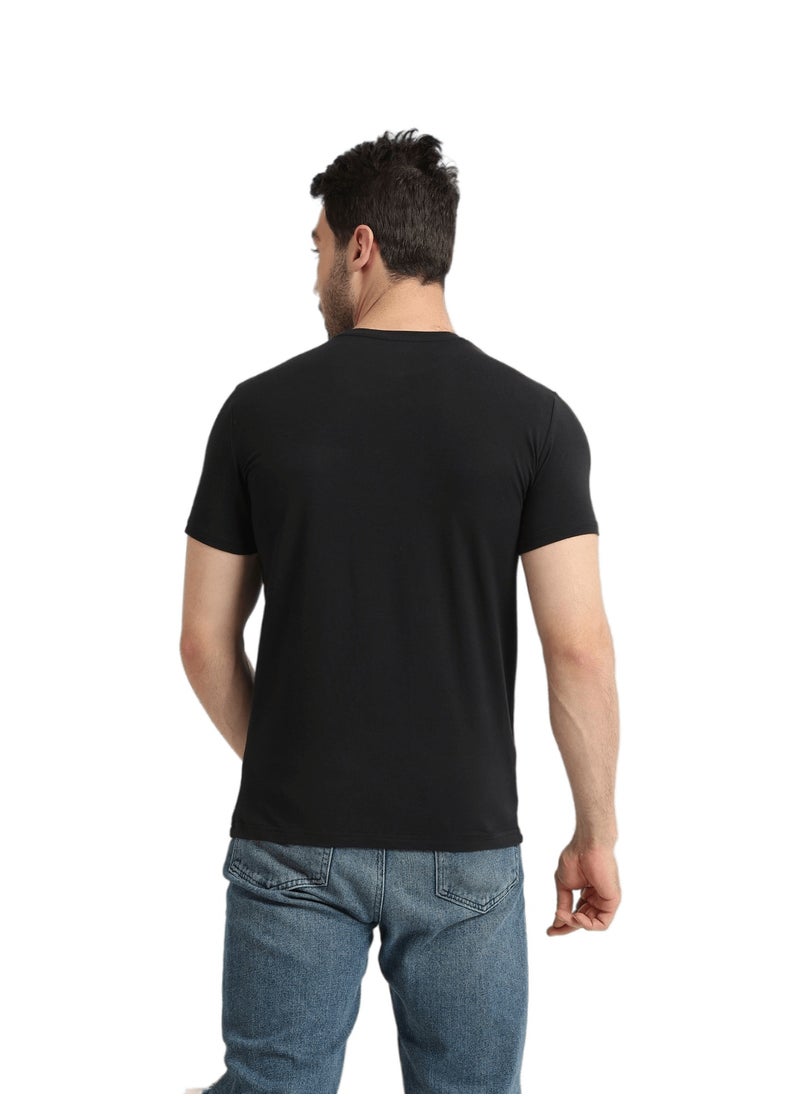 REDCOTTON Undershirt for men, short sleeves, Regural  fit from Red Cotton-Black  - Image 2