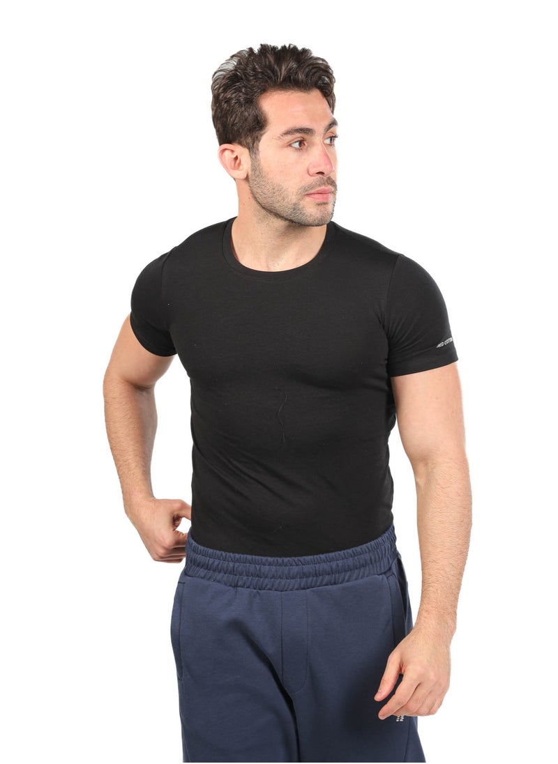 REDCOTTON Undershirt for men, short sleeves, Regural  fit from Red Cotton-Black  - Image 3